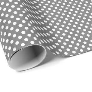Papel De Presente Bolinhas brancas em Cinzas médias