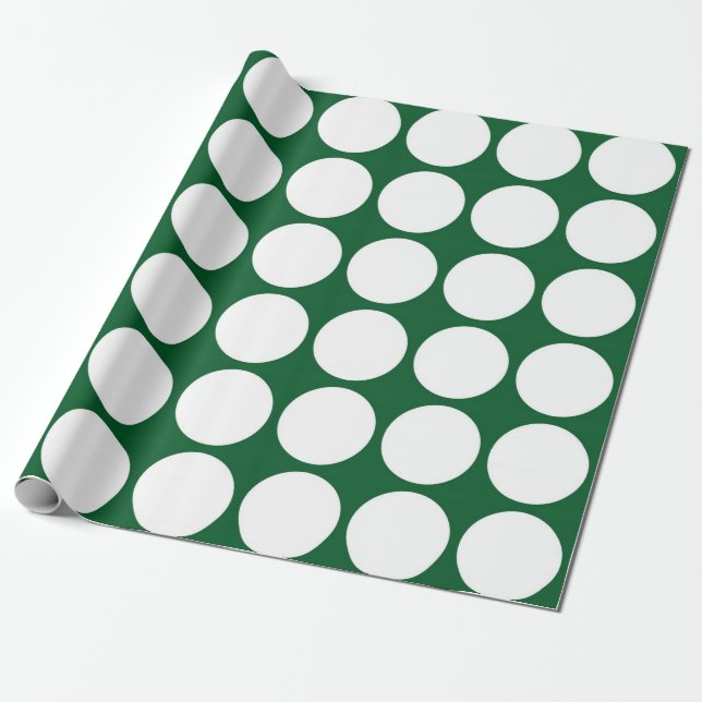 Papel De Presente Bolinhas brancas em verde (Desenrolado)
