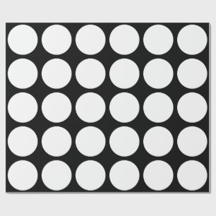 Papel De Presente Bolinhas brancas Grande Padrão Geométrico Preto