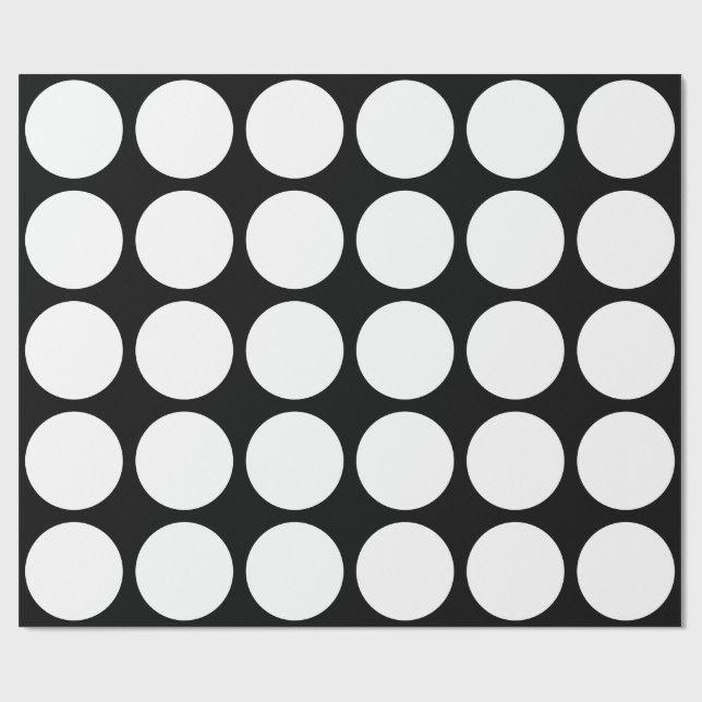 Papel De Presente Bolinhas brancas Grande Padrão Geométrico Preto (Aberto)