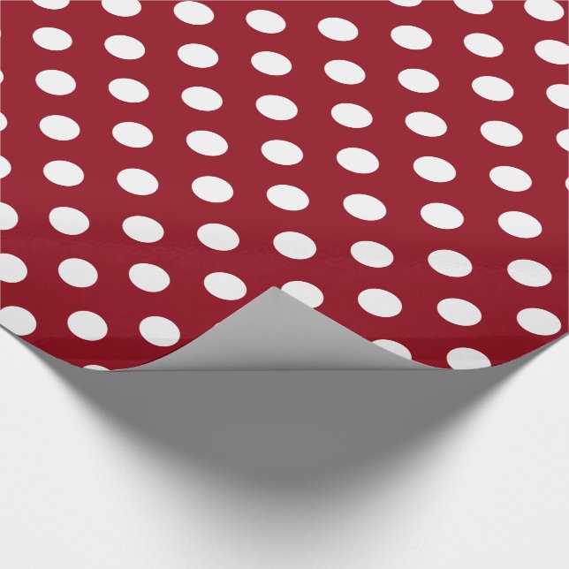 Papel De Presente Bolinhas brancas no vermelho Crimson (Ponta)