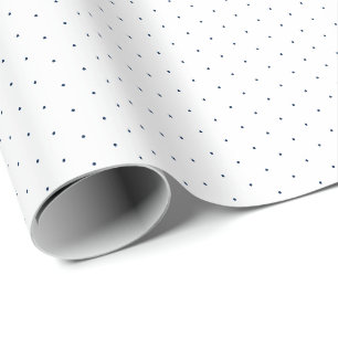 Papel De Presente Bolinhas branco azul-marinho chic padrão minúscu