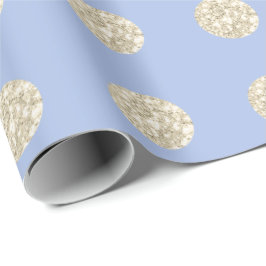Papel De Presente Bolinhas Brilhante Folha Azul