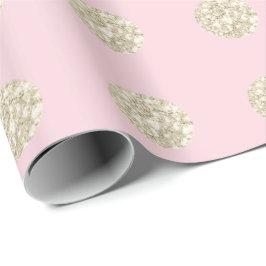 Papel De Presente Bolinhas Brilhante Folheto Rosa Migre - Folha