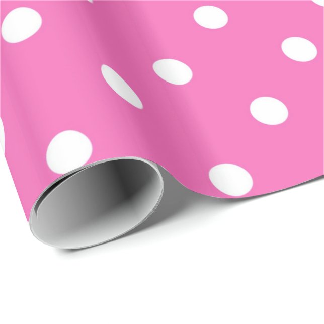 Papel De Presente Bolinhas clássicas, adoráveis, elegantes, rosa e b (Ponta do rolo)