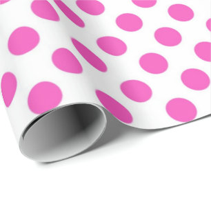 Papel De Presente Bolinhas clássicas, legal, brancas e rosa