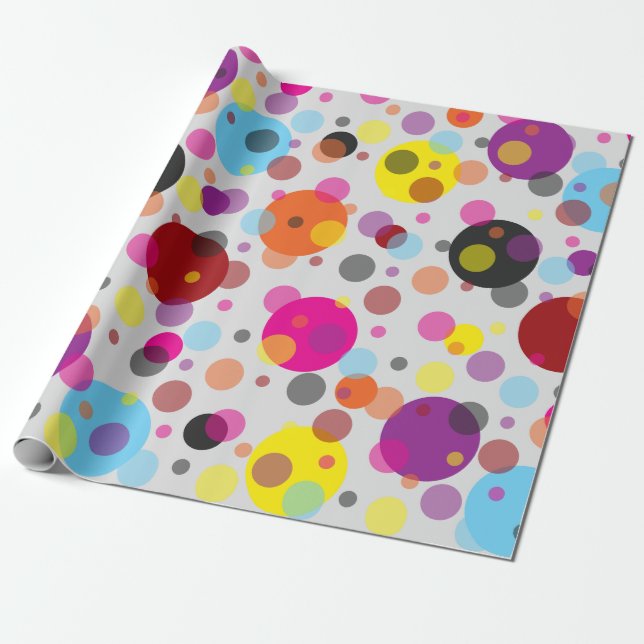 Papel De Presente Bolinhas Coloridas de Fundo Branco (Desenrolado)