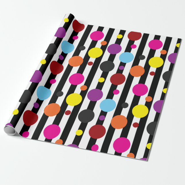 Papel De Presente Bolinhas Coloridas Design (Desenrolado)