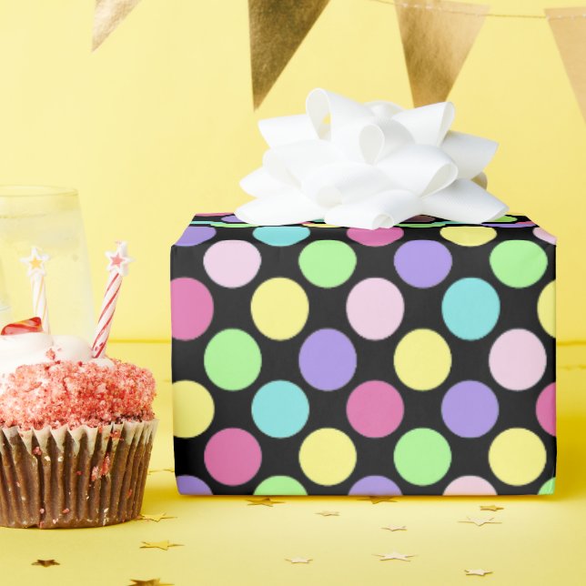 Papel De Presente Bolinhas coloridas divertidas (Festa de aniversário)