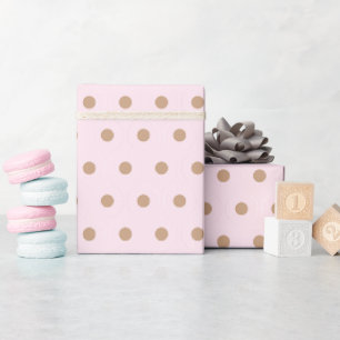 Papel De Presente bolinhas de cor castanho-claro da rosa claro