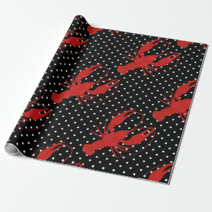 Papel De Presente bolinhas de lagosta vermelha
