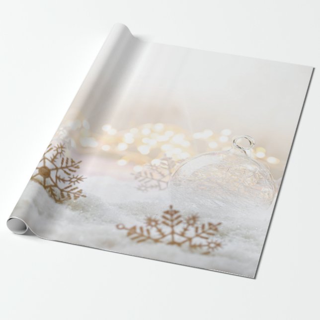 Papel De Presente Bolinhas de Natal Brancas Elegantes Feriado (Desenrolado)
