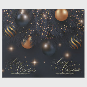 Papel De Presente Bolinhas de Natal Ramos de Pinheiro Preto