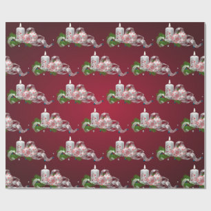 Papel De Presente Bolinhas de Natal, Vela Vermelha de Feriado