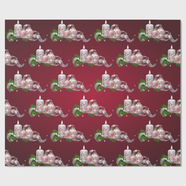 Papel De Presente Bolinhas de Natal, Vela Vermelha de Feriado (Aberto)