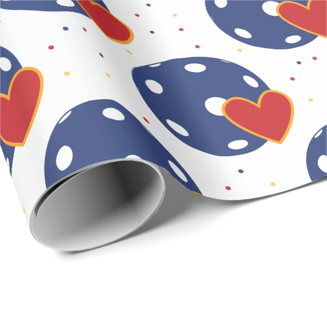 Papel De Presente Bolinhas de picles bonitas com pequenos corações (Ponta do rolo)