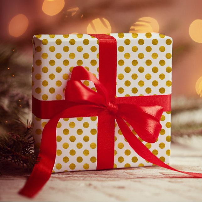 Papel De Presente Bolinhas Douradas e simples e elegantes modernas (Criador carregado)