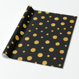 Papel De Presente bolinhas Elegantes - Preto Dourado