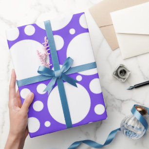 Papel De Presente bolinhas em roxo e branco