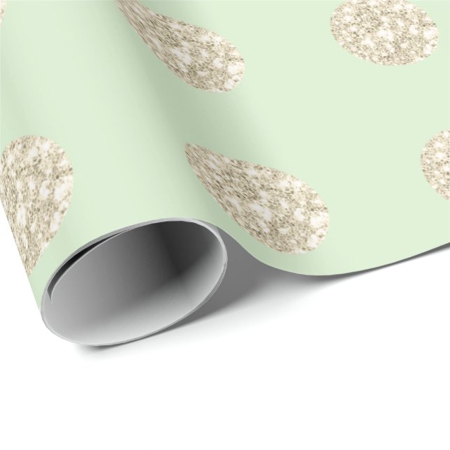 Papel De Presente Bolinhas Glitter Sparkly Mint Green Pastel (Ponta do rolo)