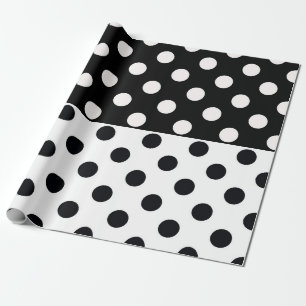 Papel De Presente Bolinhas Inversas Pretas de Separar Cor Branca