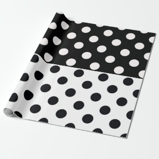 Papel De Presente Bolinhas Inversas Pretas de Separar Cor Branca
