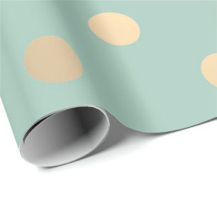 Papel De Presente Bolinhas Mint Pastel Verde Foxier Dourado Ivory