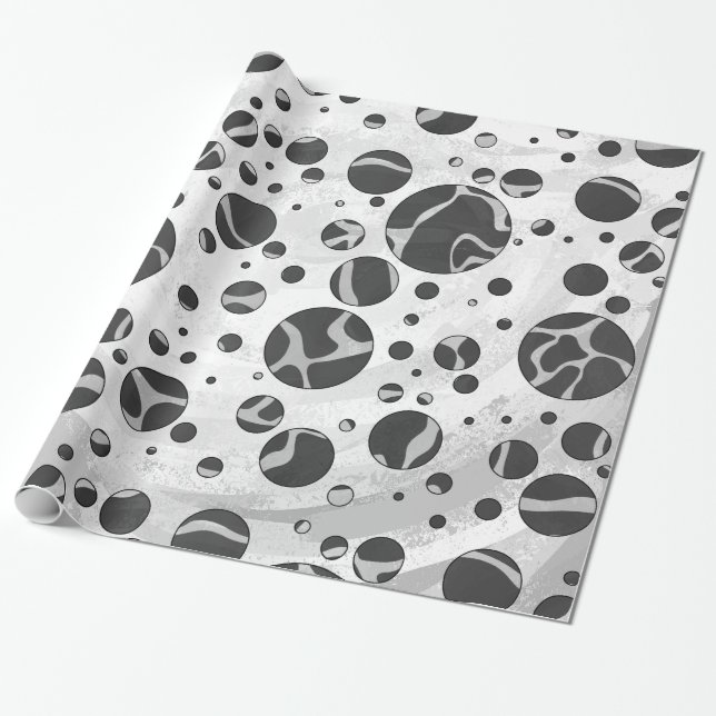 Papel De Presente Bolinhas Negra e Cinza Leve da Giraffe (Desenrolado)