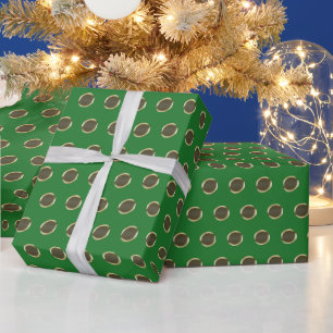 Papel De Presente Bolinhas ouro e presente chic padrão verde