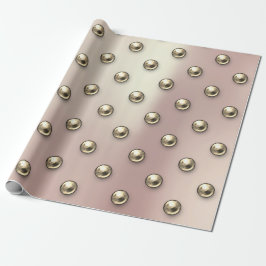 Papel De Presente Bolinhas Pearls Faux Dourado Blush Efeito 3D