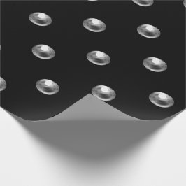 Papel De Presente Bolinhas Pérolas Cinzas de Prata Preta Efeito 3D