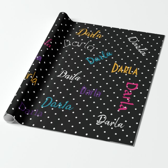 Papel De Presente Bolinhas Personalizada HAMbWG Preto (Desenrolado)