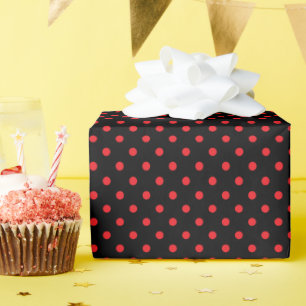 Papel De Presente Bolinhas Pretas e Vermelhas