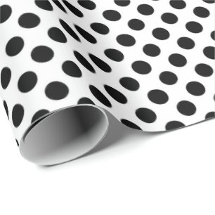 Papel De Presente bolinhas pretas em branco