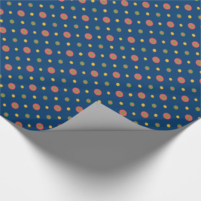 Papel De Presente Bolinhas Quirky no Marinho Blue Wrappaper (Ponta)