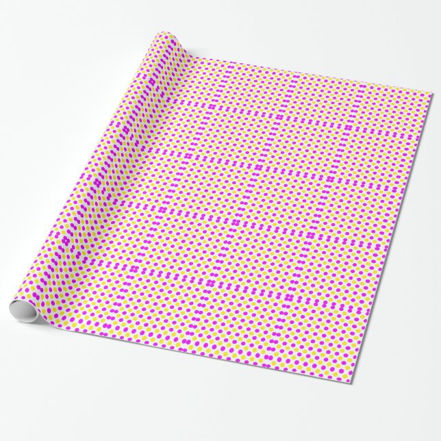 Papel De Presente Bolinhas rosa e amarelas (Desenrolado)