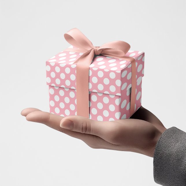 Papel De Presente Bolinhas rosa e branca (Pink and White Polka Dot Wrapping Paper)