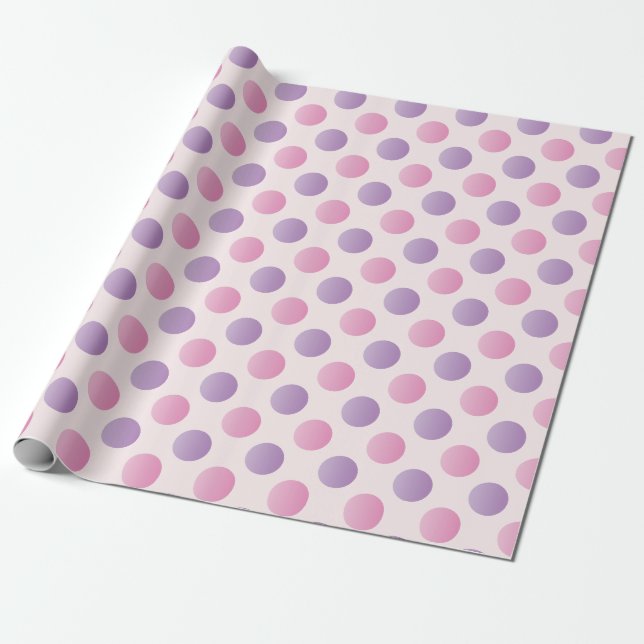 Papel De Presente Bolinhas Rosa E Roxo (Desenrolado)