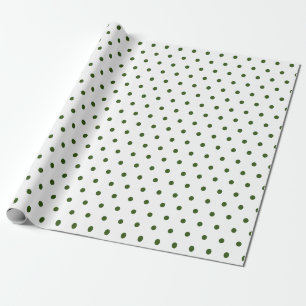 Papel De Presente Bolinhas simples, branco e verde escuro