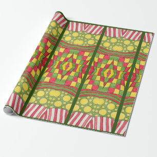 Papel De Presente Bolinhas, Stripes, Verificações, Vermelho, Verde A