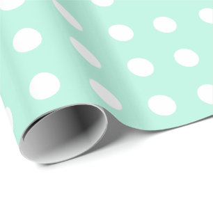 Papel De Presente bolinhas verdes e brancas da hortelã