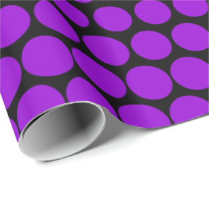 Papel De Presente Bolinhas Violeta Preto Moderno