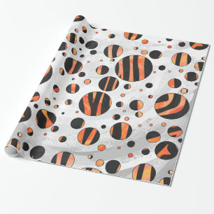 Papel De Presente Bolinhas Zebra Black e Orange