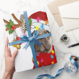Papel De Presente Bolldog Francês - Grande Reindeer - Presente de Na
