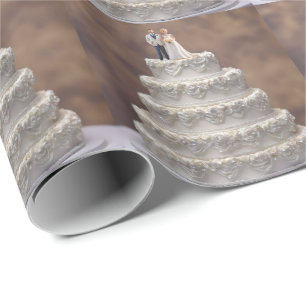 Papel De Presente Bolo Branco De Casamento De Cinco Camadas Com Casa