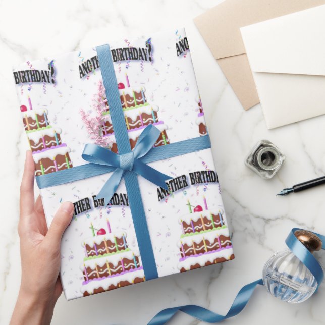 Papel De Presente Bolo de Aniversário com Confetti (Presentear)