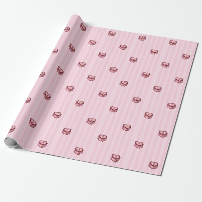 Papel De Presente Bolo de Aniversário Coração Coquete (Desenrolado)