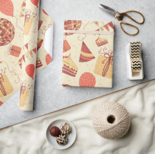 Papel De Presente Bolo De Aniversário Creme