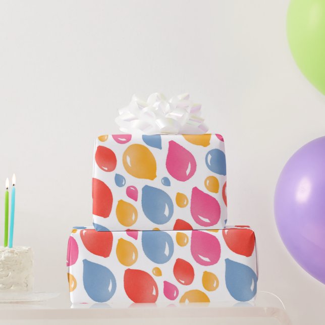 Papel De Presente Bolo de Aniversário de Menina com Balão de Festa F (Presentes para festas)