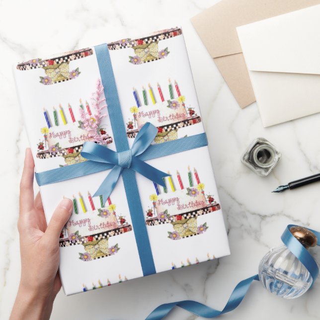 Papel De Presente Bolo de Aniversário Feliz (Presentear)